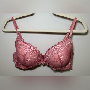 Marilyn‎ Monroe Pink Lace Push-Up Bra 34C Underwire Floral Lingerie pretty sexy
